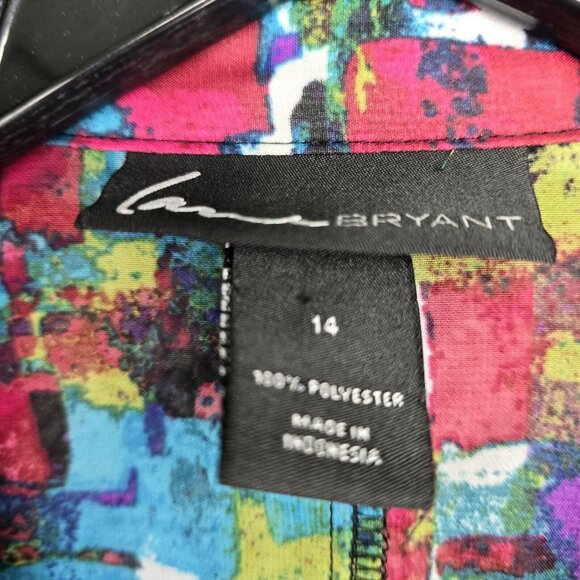 Lane‎ Bryant Top Womens 14 Purple Sheer Button Up Blouse Waist Tie Collared - Picture 6 of 7